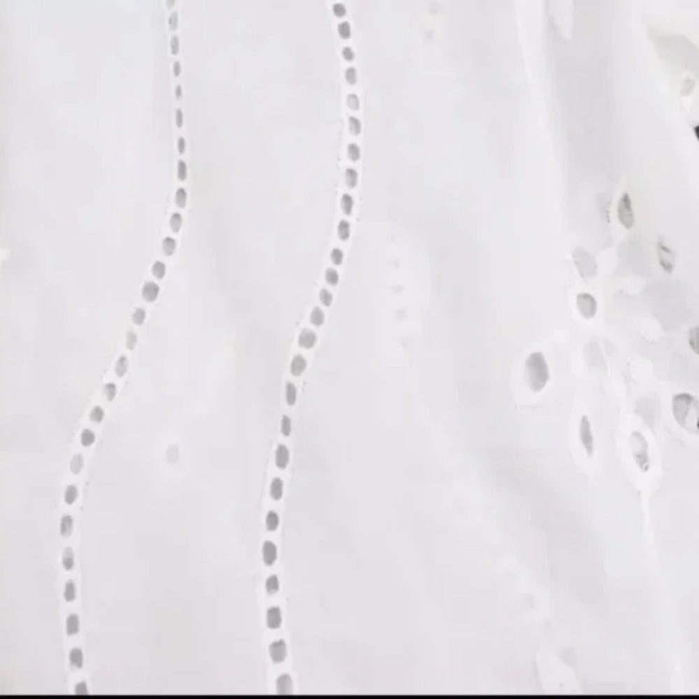 SOLD OUT White Boho Floral Eyelet Button Up Blouse - Picture 15 of 15